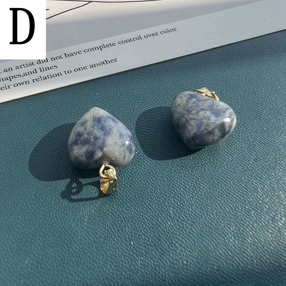 Fashion Heart Pendants Stainless Steel Natural Stone Gemstone Love Charms Jewelry Making For Women diy Necklace Accessories