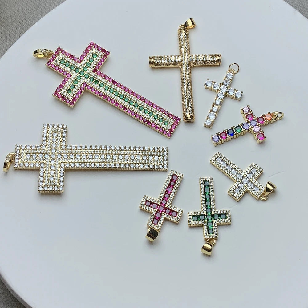 2021 Men Women Classic Zircon Cross Charms Pendants For diy Fashion Jewelry Making Necklace Bracelets Accessories