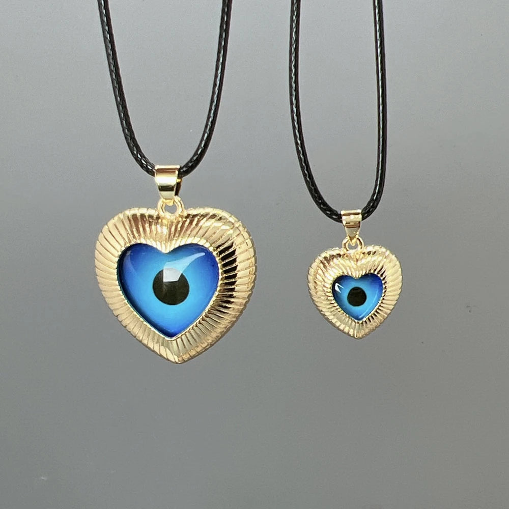 Classic Long Chain Heart Blue Evil Eye Pendant Necklace For Women Jewelry Gift