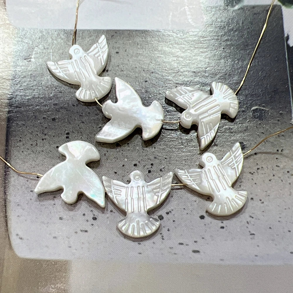 10pcs/Lot Natural Mother of pearl Shell Peace Dove Beads  For Jewelry Making Necklace Bracelet Accessories