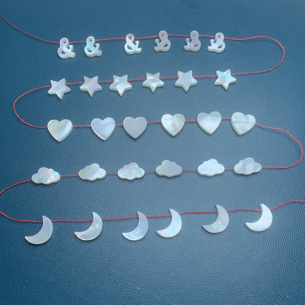 Natural White MOP Sea Shell Star Heart Moon Cloud Beads For Jewelry Making Fashion Handmade DIY Necklace Bracelets Accessories