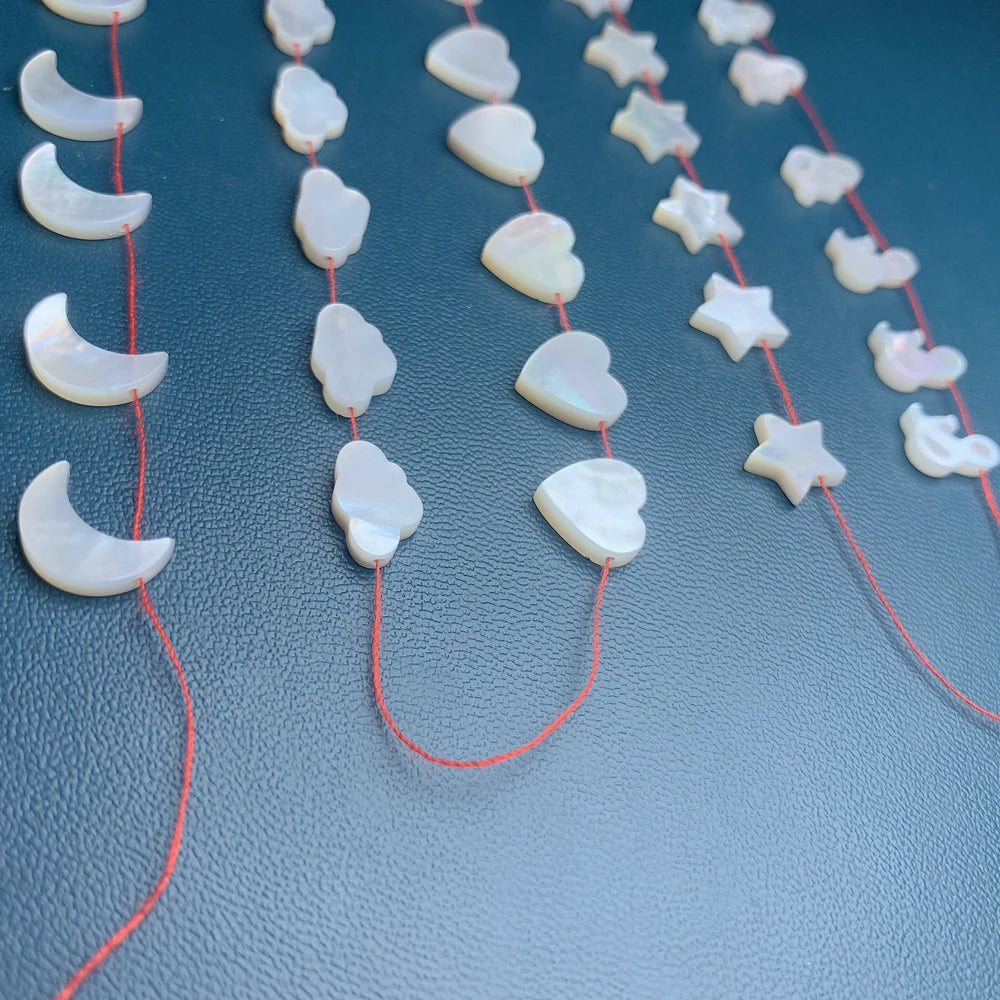 Natural White MOP Sea Shell Star Heart Moon Cloud Beads For Jewelry Making Fashion Handmade DIY Necklace Bracelets Accessories