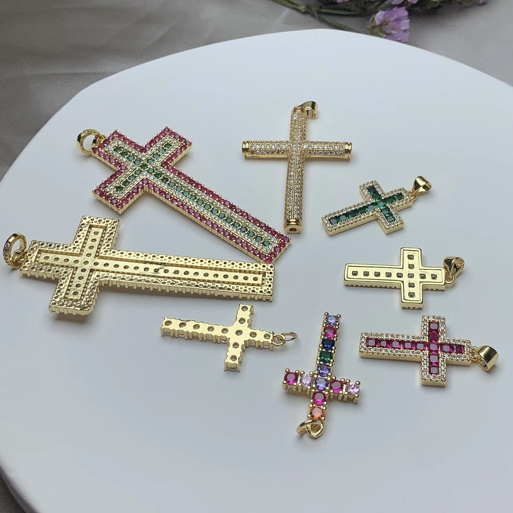 2021 Men Women Classic Zircon Cross Charms Pendants For diy Fashion Jewelry Making Necklace Bracelets Accessories