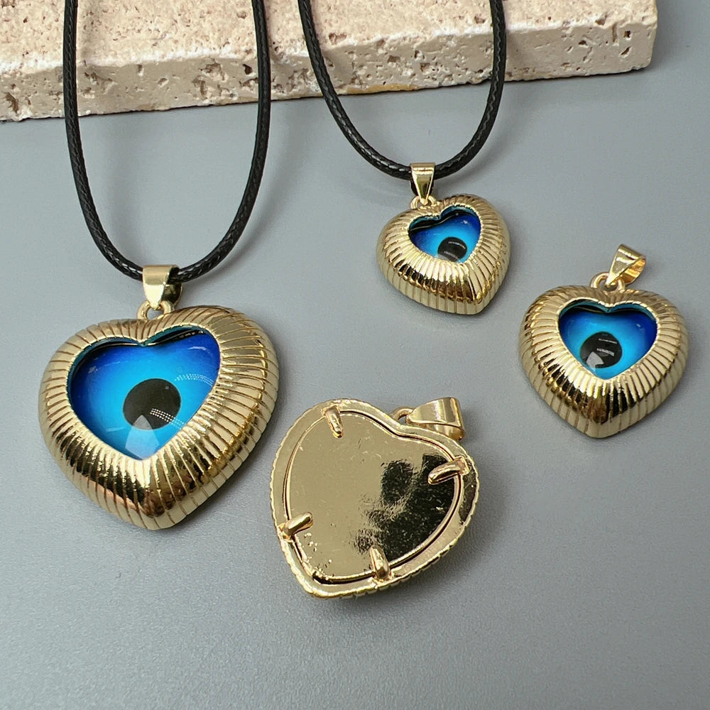 Classic Long Chain Heart Blue Evil Eye Pendant Necklace For Women Jewelry Gift