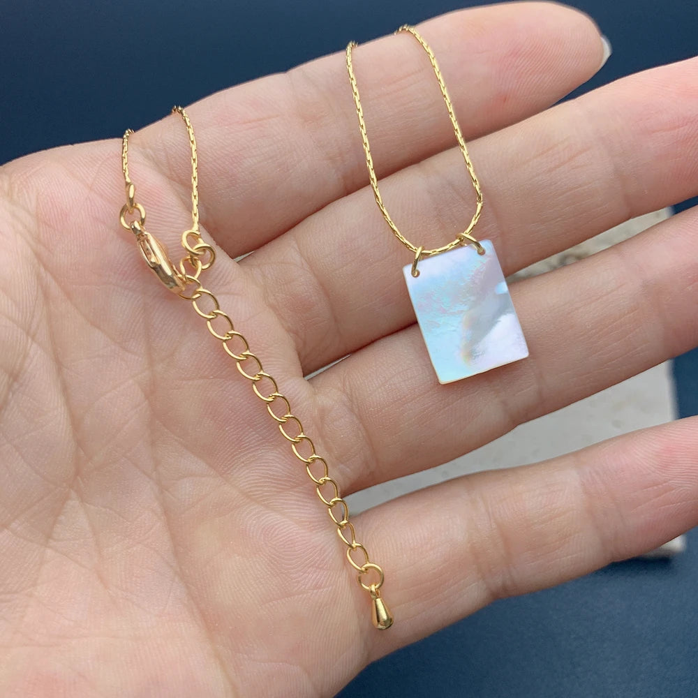 Religious Holy Jesus Virgin Mary Guadalupe Necklace For Women 2021 Natural Mother of Pearl Shell Square Pendant Necklace Jewelry